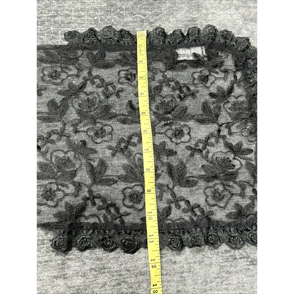 Oscar de la Renta Studio Black Floral Lace Scarf Wrap Mantilla Sheer Embroidered